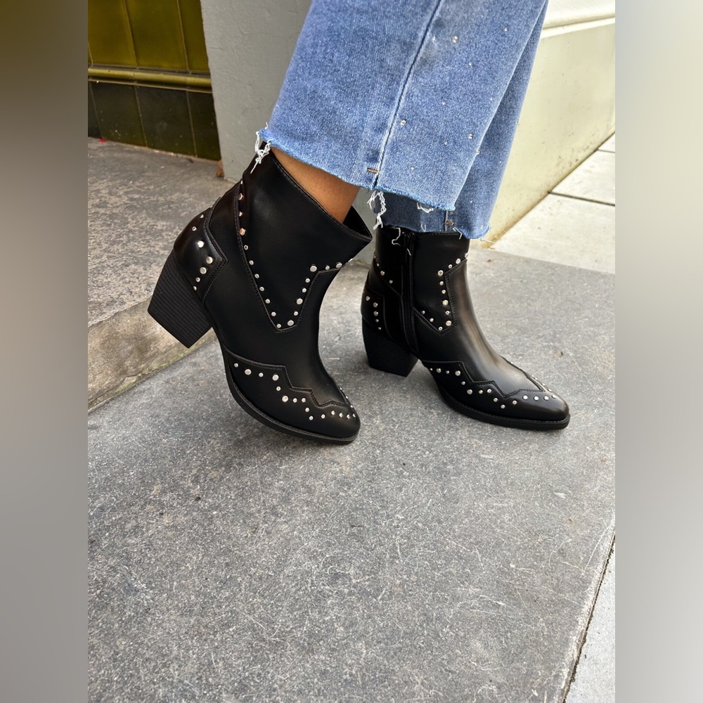 The Kooples Santiag Studded Ankle Booties in Black
